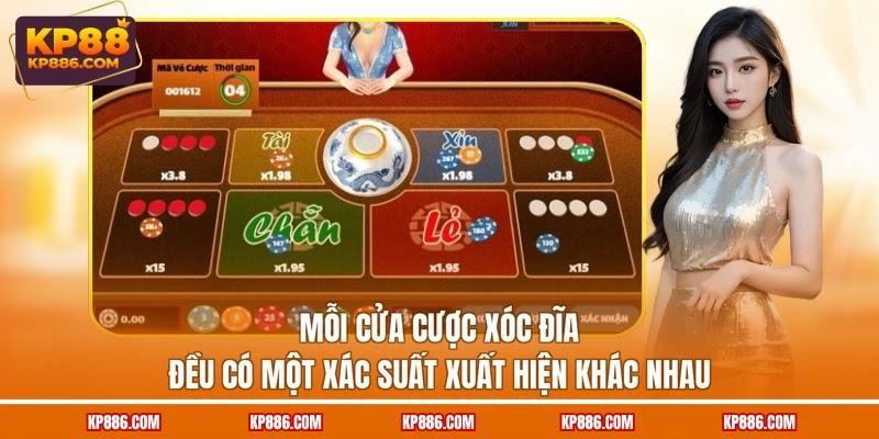 Mỗi cửa cược xóc đĩa đều có một xác suất xuất hiện khác nhau